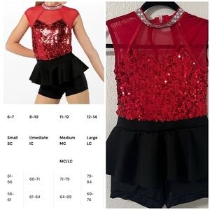 Weissman Tightrope Dance Costume LC Large (12-14) Vibrant Red and Classic Black